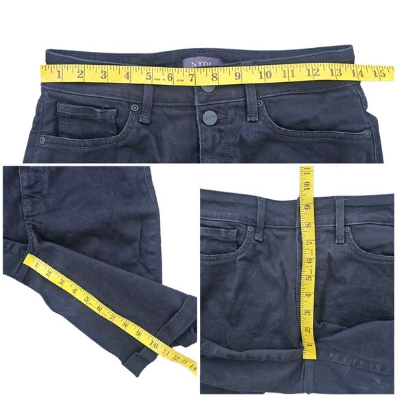 Black Denim Bermuda Shorts NYDJ Briella Size 4 ButtonFly Stretch Jeans Cuffed - Picture 5 of 6